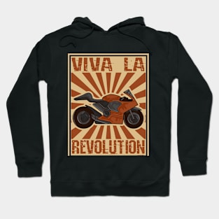 Motorbike Revolution Retro Color- Woodblock Design Hoodie